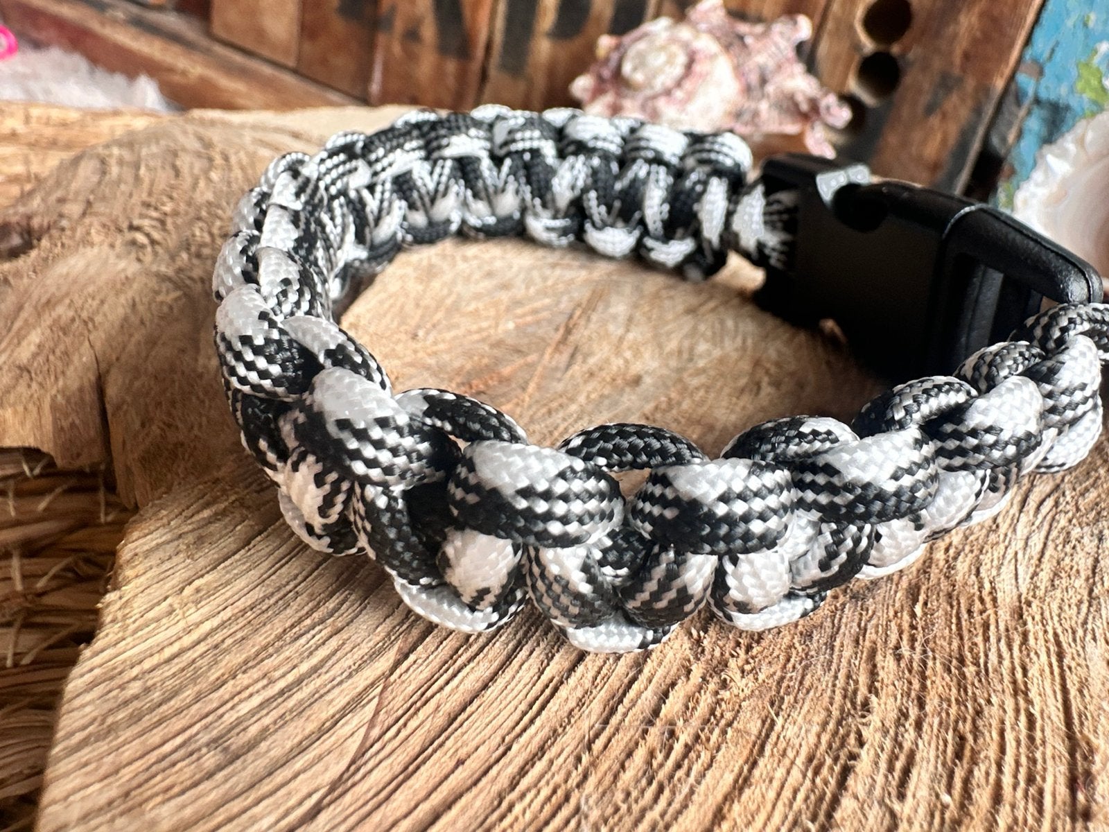 Stoere paracord armband / heren / zwart - wit / nieuw, Ophalen of Verzenden, Nieuw