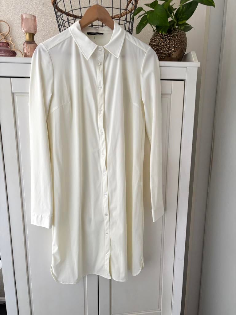 Triple Nine lange travelstof blouse maat M, Ophalen of Verzenden, Zo goed als nieuw, Maat 38/40 (M), Beige