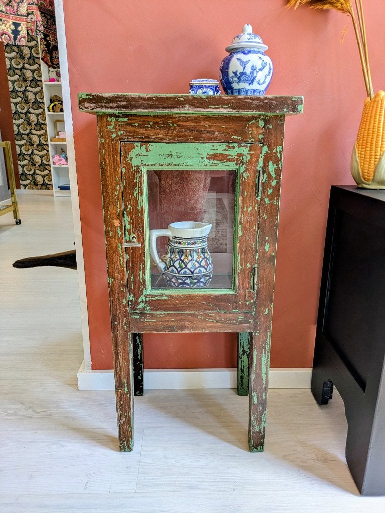 Vitrinekast Indiaas, Minder dan 50 cm, Indiaas, Glas, Ophalen of Verzenden