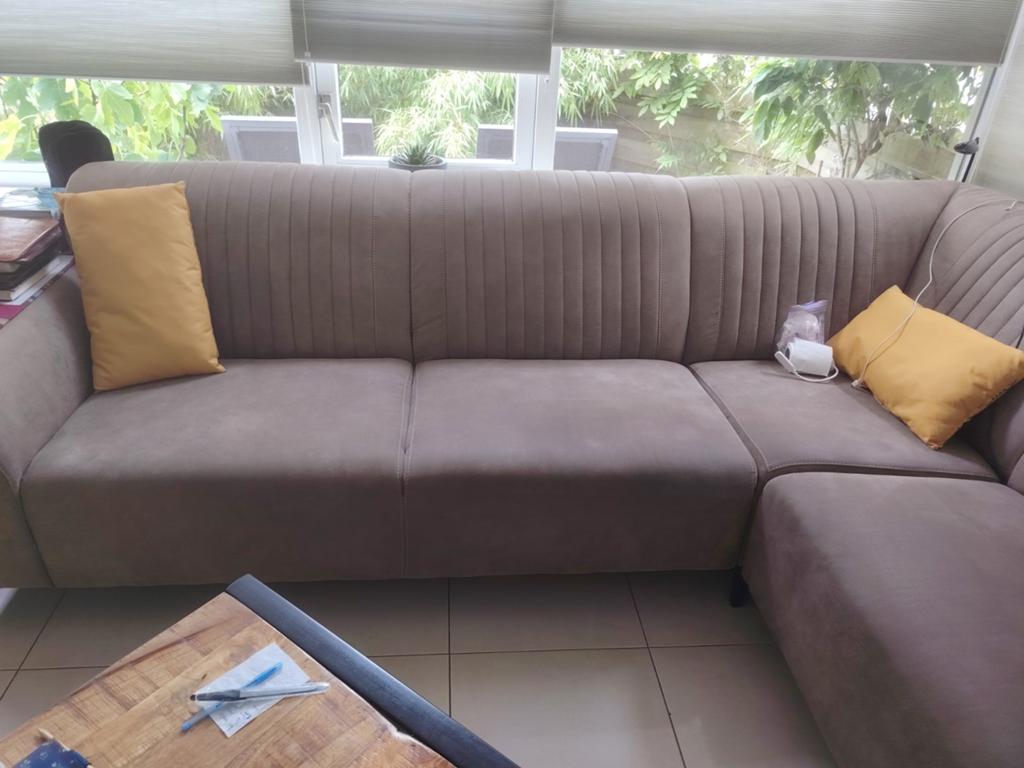 Hoekbank Profijt Meubel Lundby - Taupe Microleder, Ophalen