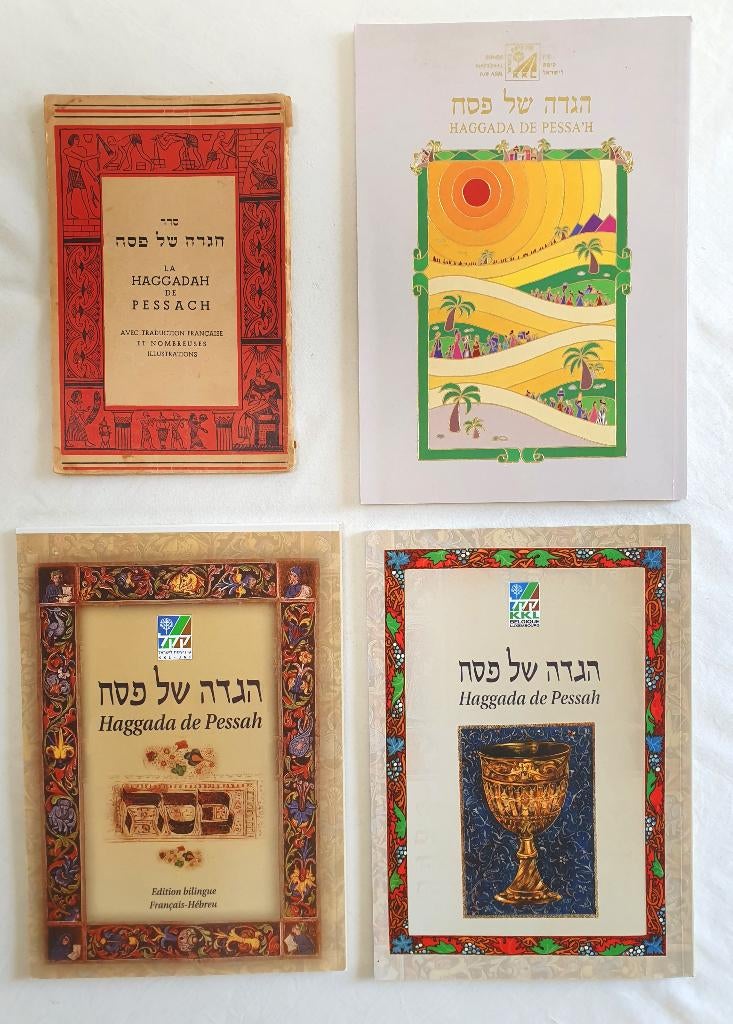 4 Hebreeuws-Franse hagadoth, het joodse Pesach-verhaal, Verzenden, Zo goed als nieuw, Jodendom