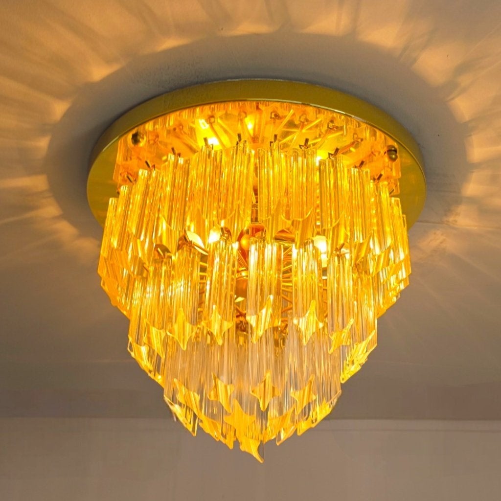 Venini plafonniere 60's groot model mid century, Zo goed als nieuw, Goud, Mid-century modern, E27 (groot)