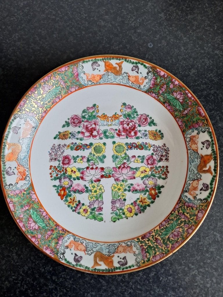 Chinees diep bord family rose, Ophalen of Verzenden