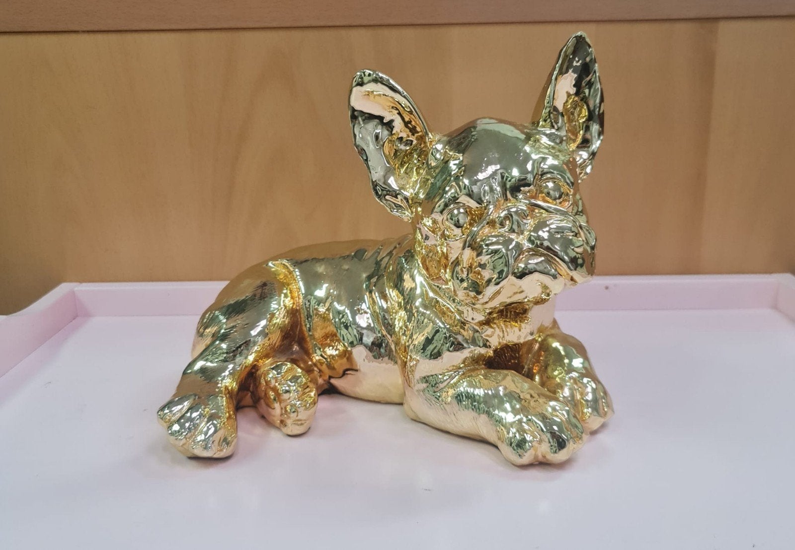 Gouden beeld franse bulldog hond, Ophalen of Verzenden, Zo goed als nieuw, Dier