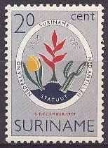 Suriname NVPH nr 335 postfris Statuutzegel 1959, Ophalen of Verzenden, Postfris