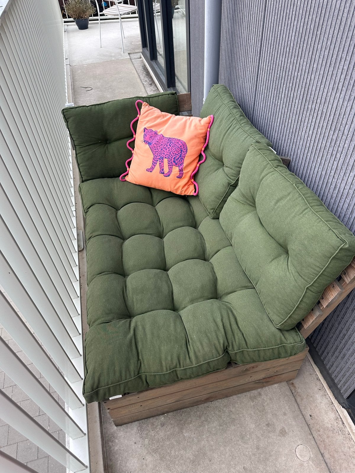 2 Houten pallet bankjes set voor buiten - Inclusief Kussens, Ophalen, Gebruikt, Hoekbank, Tweepersoons