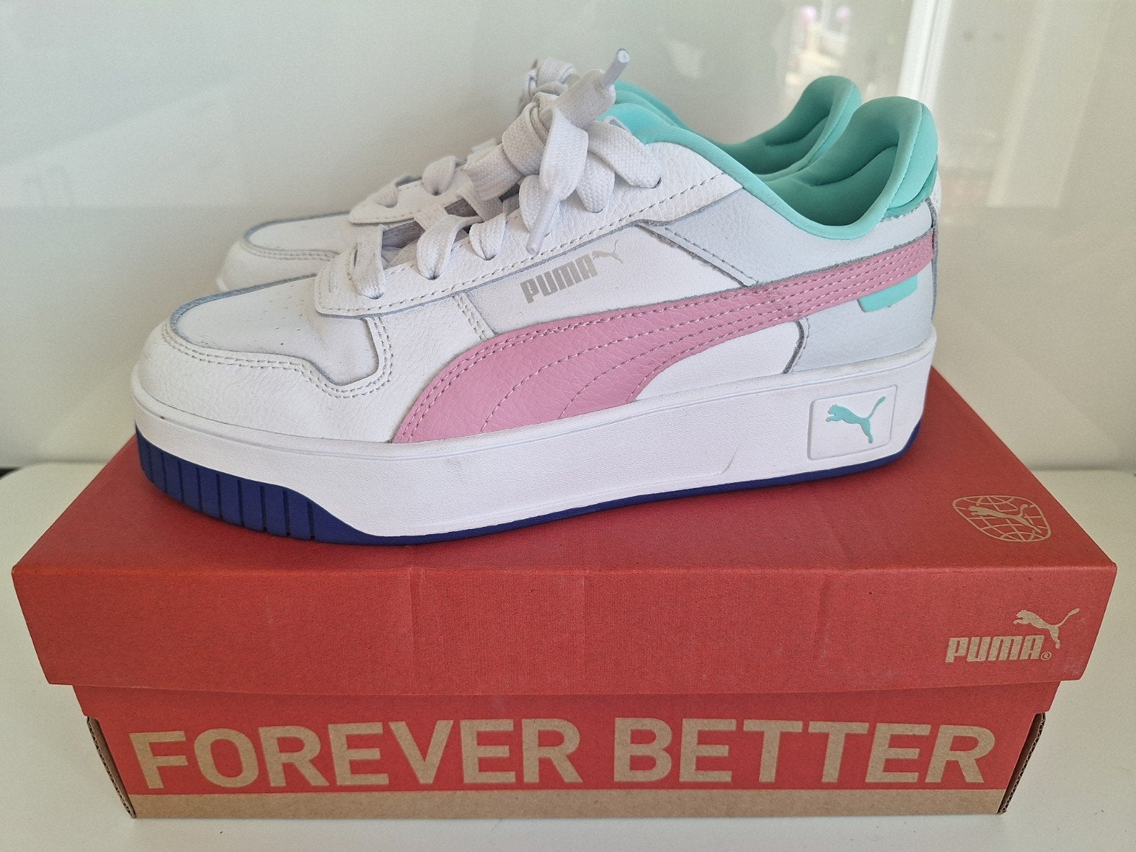 Puma Sneaker maat 38 wit/roze/mint nieuwstaat, Ophalen of Verzenden, Zo goed als nieuw, Wit, Sneakers of Gympen