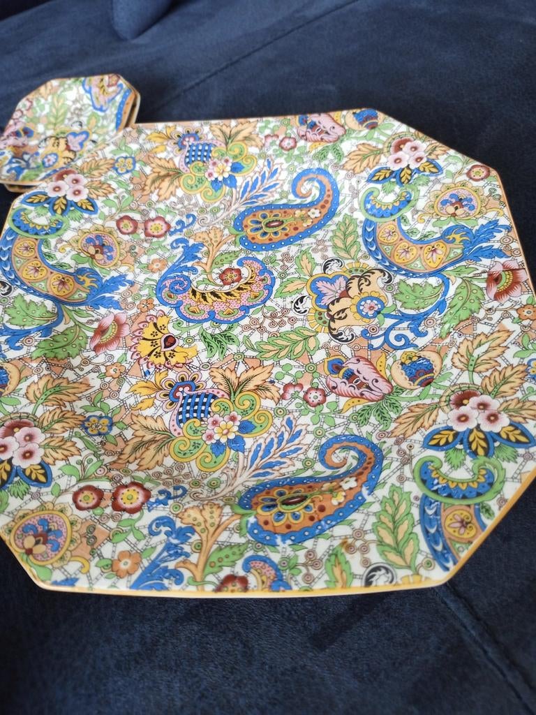 Mosa Maastricht Plateel Stel met Paisley Patroon, Antiek en Kunst, Ophalen of Verzenden