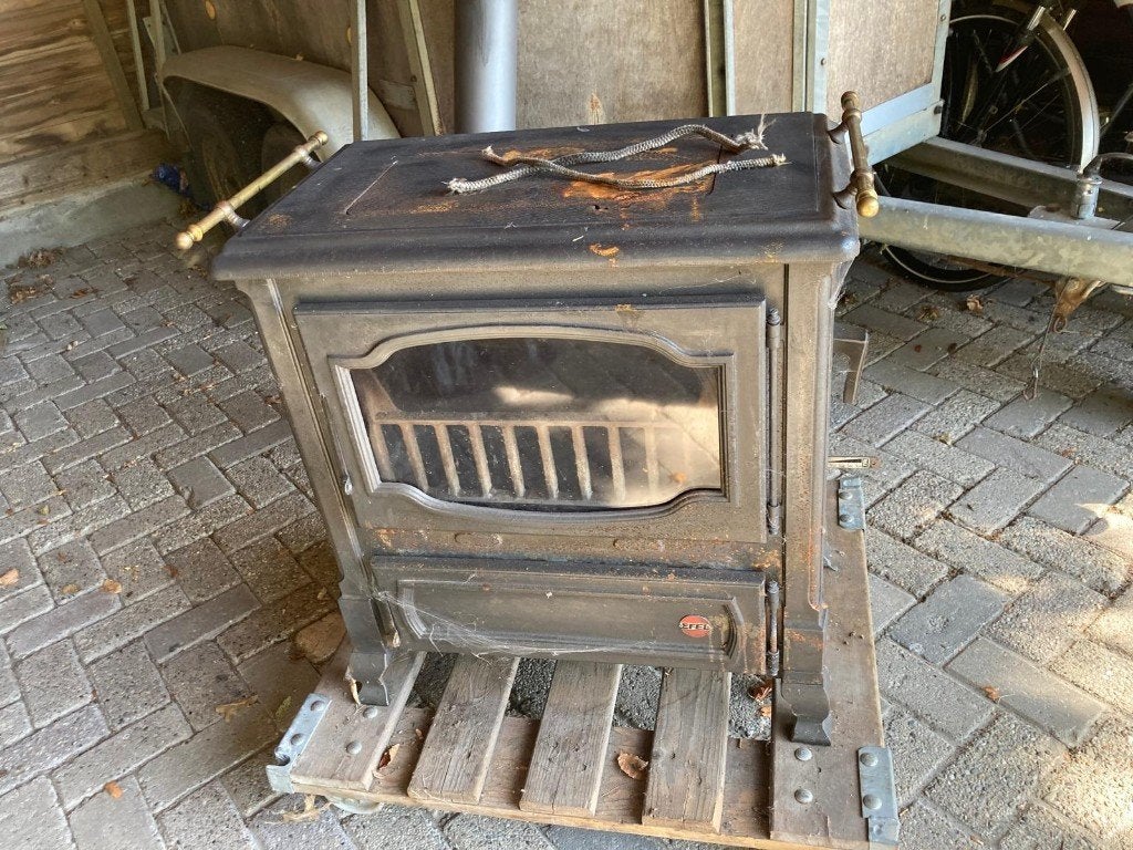 gietijzeren houtkachel, Huis en Inrichting, Ophalen, Gebruikt, Houtkachel, Vrijstaand
