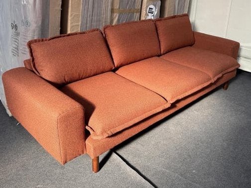!!RETOURDEAL!! KARWEI 3-zits bank Ella terracotta stof, Verzenden, Driepersoons, 75 tot 100 cm, Zo goed als nieuw