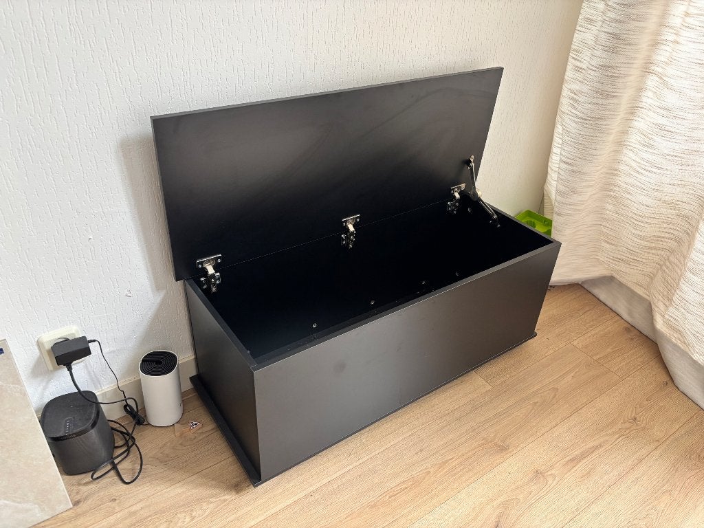 Opbergkist zwart, Huis en Inrichting, Woonaccessoires | Kisten, Ophalen, 50 tot 100 cm, Zo goed als nieuw, 100 tot 125 cm