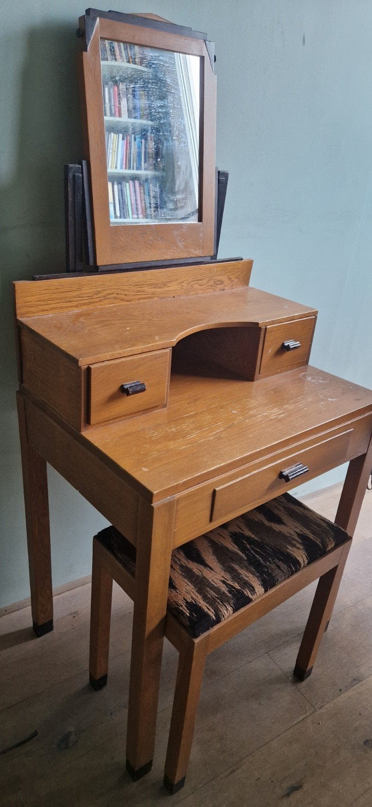 Vintage kaptafel met spiegel en krukje, Ophalen
