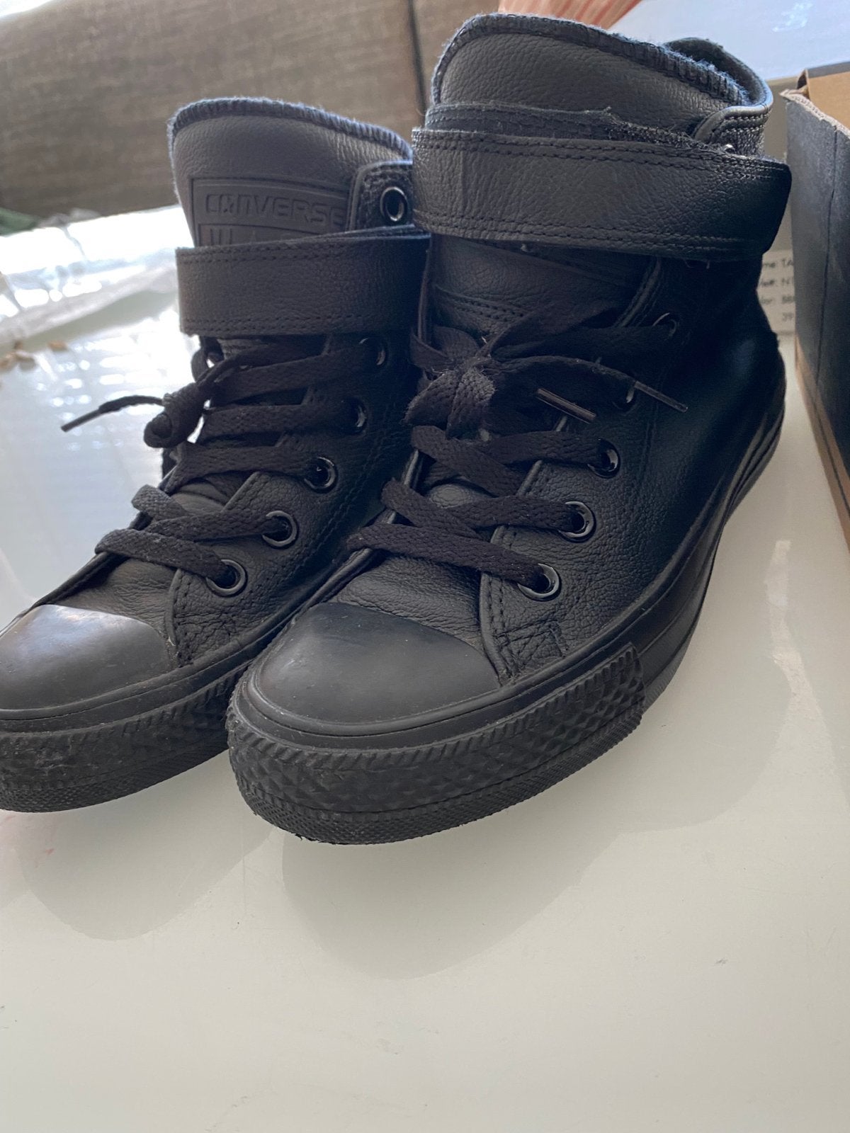 Converse All Star hoge sneakers zwart leer maat 35, Ophalen of Verzenden, Nieuw, Jongen of Meisje, Schoenen