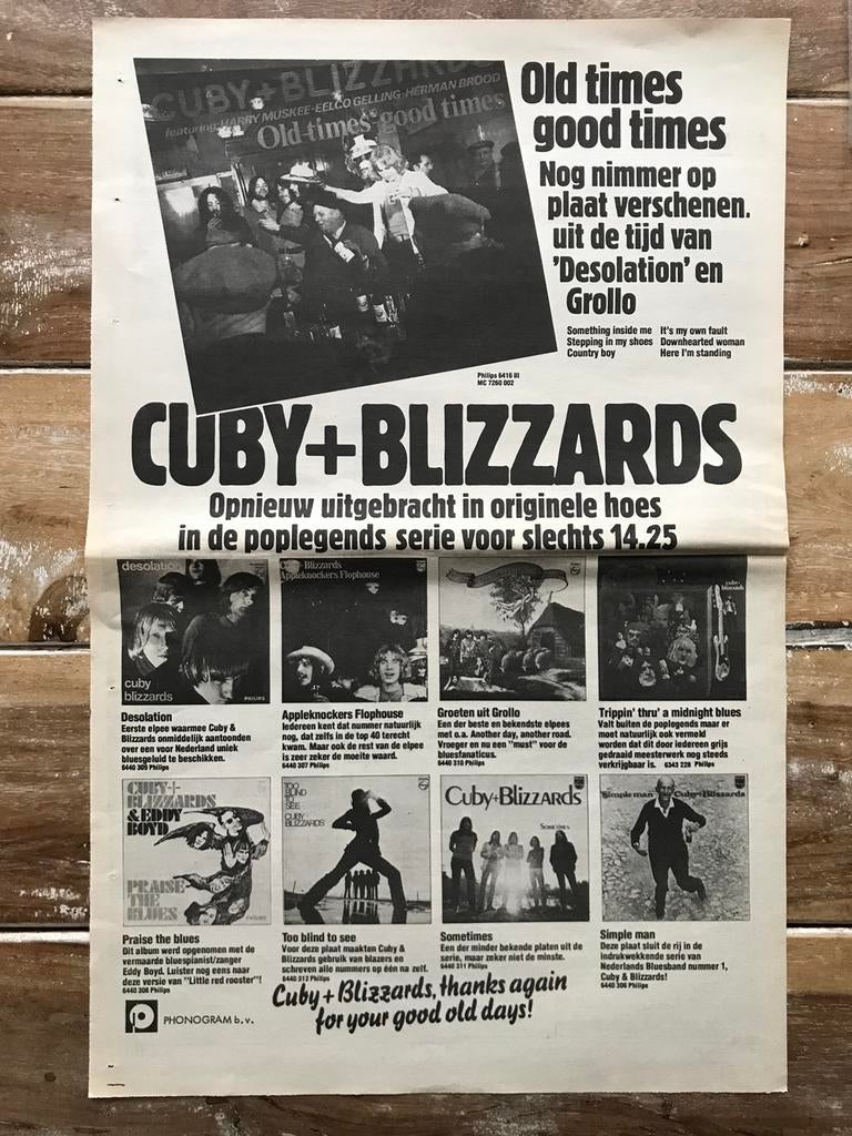 Paginagrote A3 advertentie CUBY & THE BLIZZARDS release, Cd's en Dvd's, Vinyl | Jazz en Blues, Ophalen of Verzenden