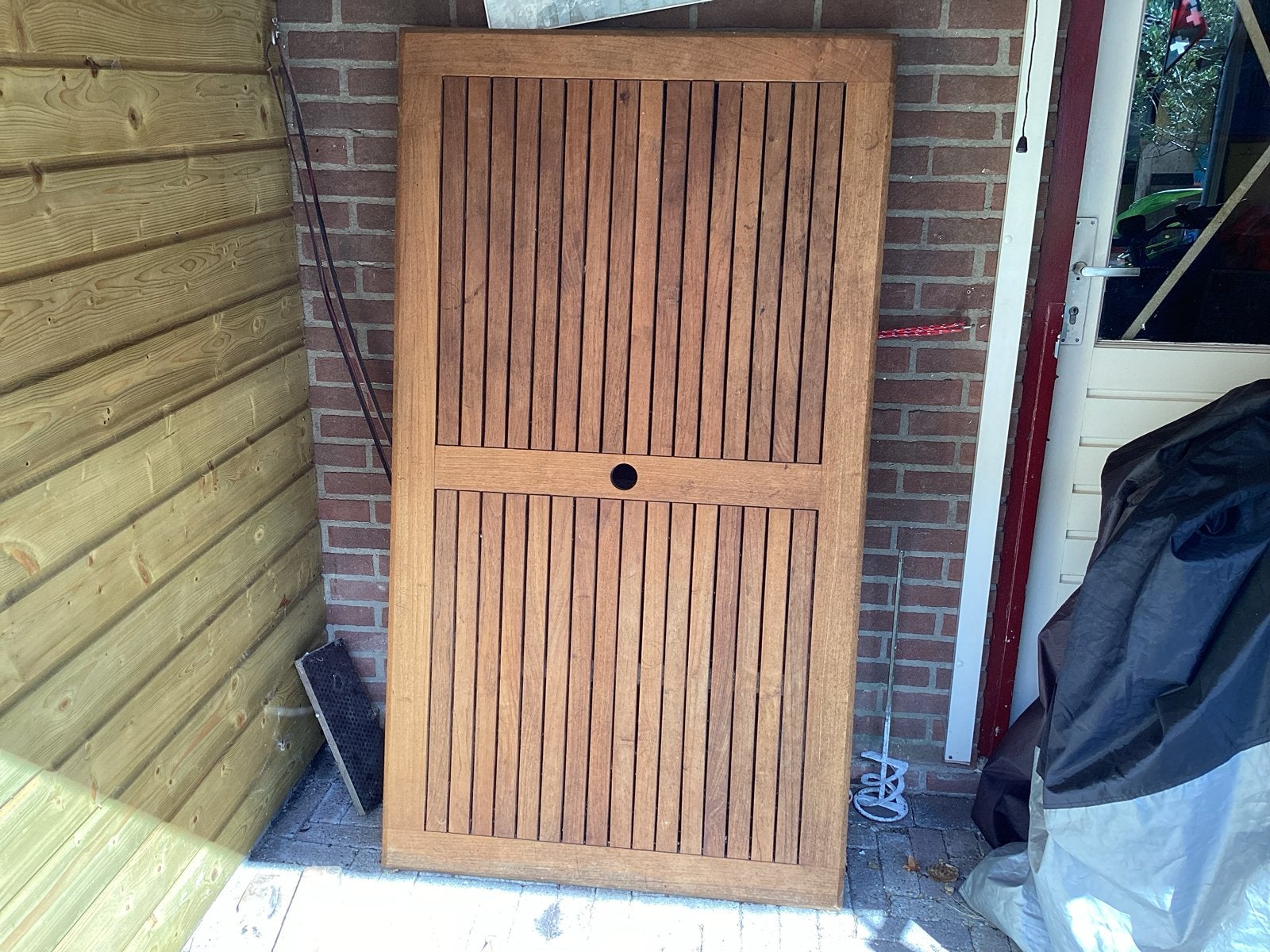 Teak houten tuinset Allure: tafel en 4 stoelen, Ophalen, Gebruikt, Rechthoekig, Teakhout