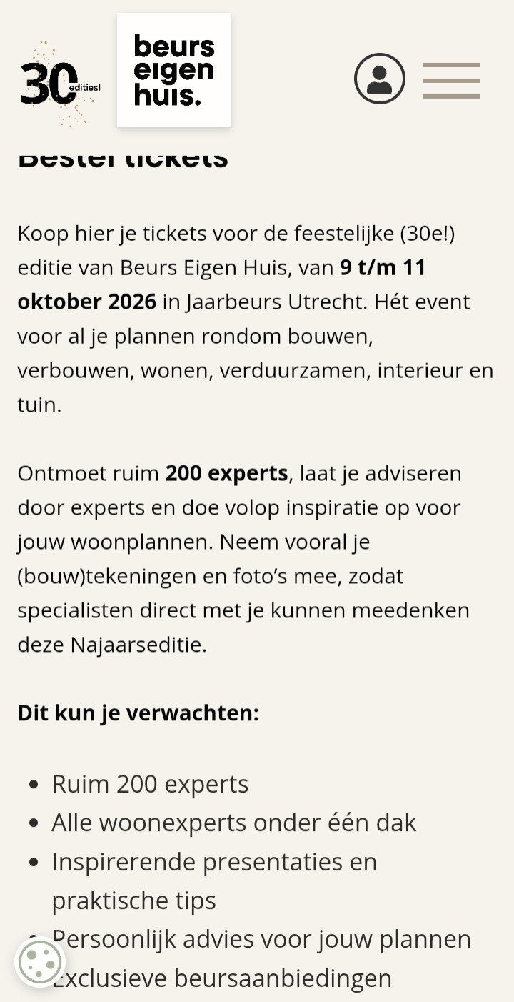 2 tickets beurs eigen huis 9 t/m 11 oktober, Tickets en Kaartjes, Twee personen, Oktober