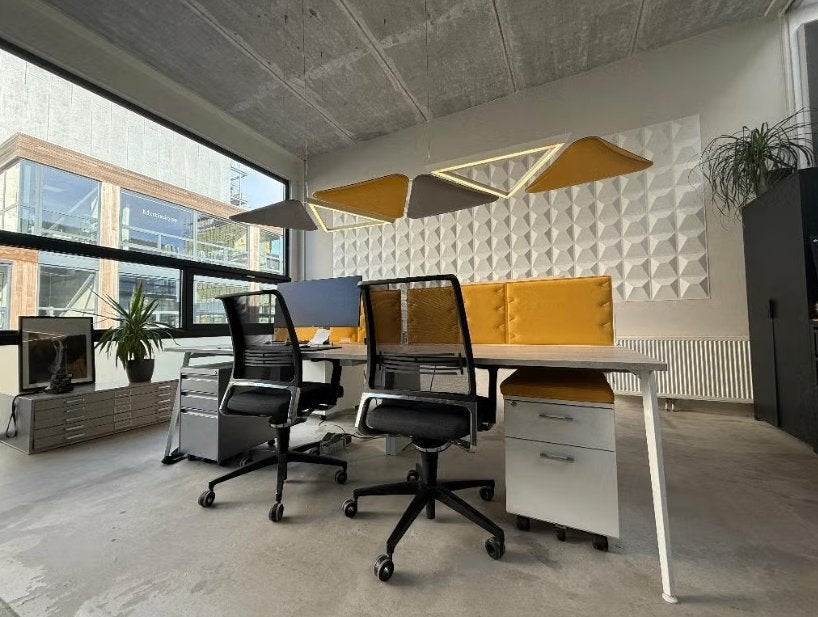 bureau met scheidingspanelen - modern design, Huis en Inrichting, Bureaus, Ophalen, Zo goed als nieuw, Computerbureau, Modern