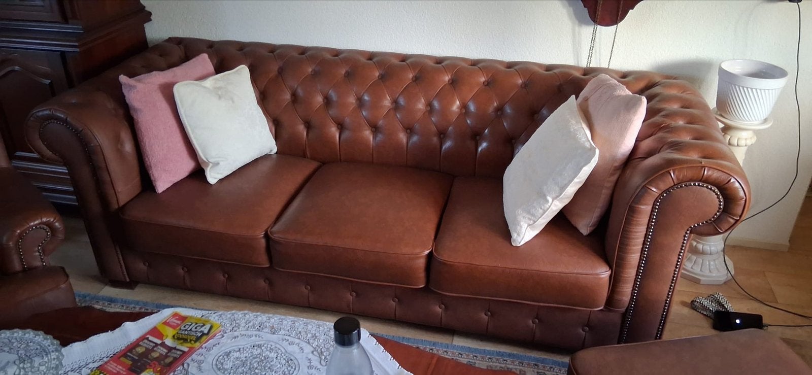 Chippendale Chesterfield Couchgarnituur, Antiek en Kunst, Ophalen