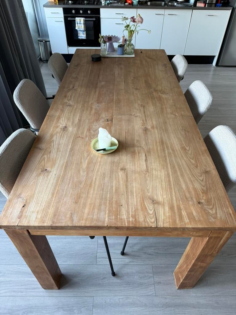 Teak Houten tafel, Ophalen, Gebruikt, 200 cm of meer, 50 tot 100 cm