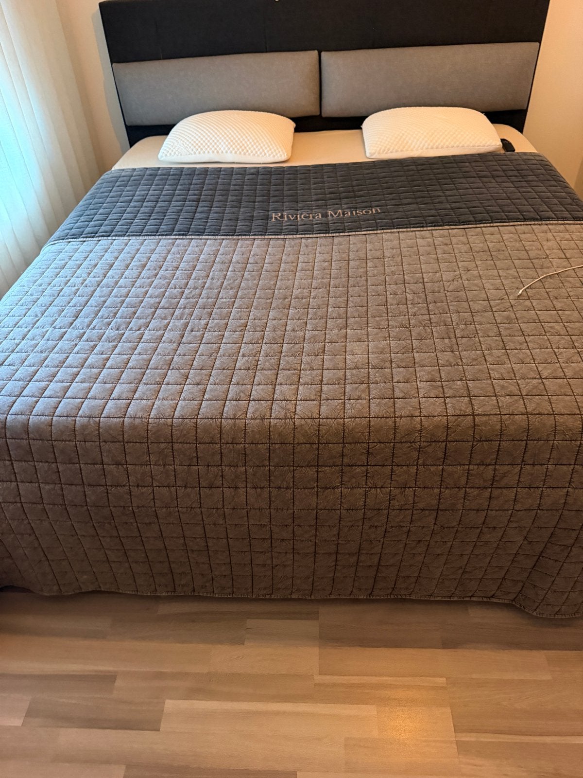 Riviera Maison Sprei - Grijs/Zwart - Zo goed als nieuw, Ophalen, Overige materialen, Tweepersoons, Zo goed als nieuw