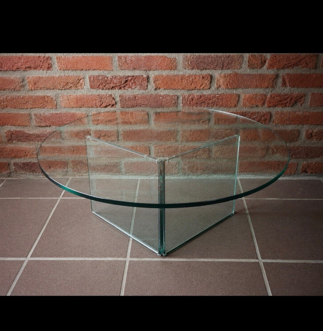 Glazen salontafel, Ophalen, Gebruikt, Rond, Glas