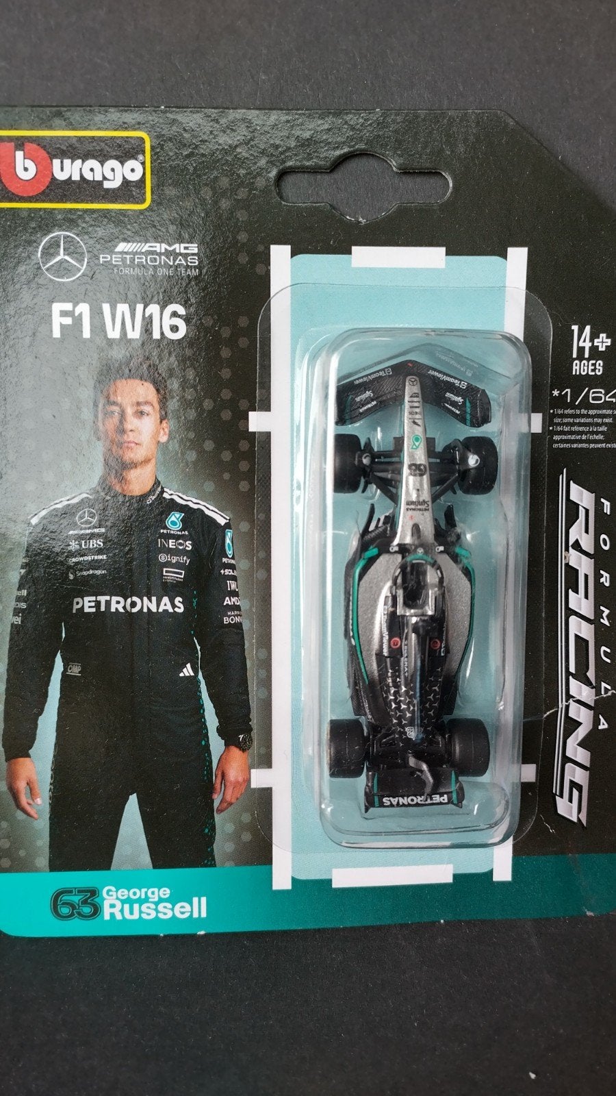 Mercedes AMG Petronas George Russell 1:64 Bburago Burago Pol, Auto, Verzenden, ., Nieuw