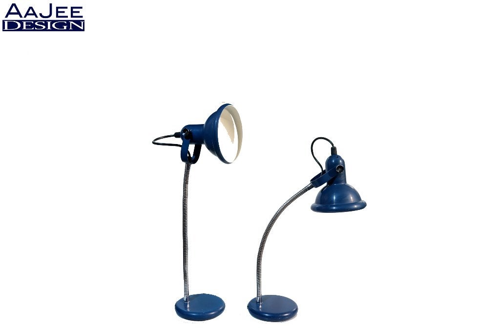 Set van 2 – Anvia bureaulampen – vintage – metaal – navyblue, Bureaulamp, Gebruikt, Vintage, Met schakelaar