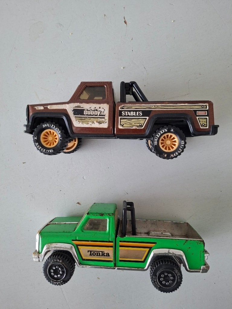 vintage Tonka en Buddy L metalen pickup trucks auto's, Ophalen of Verzenden