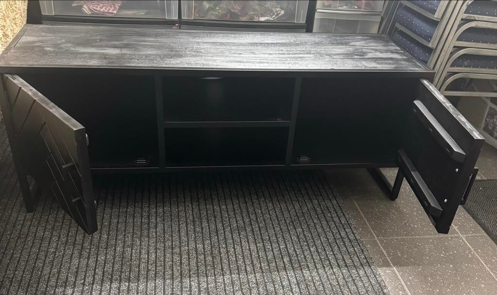 Zwart dressoir/tv-meubel visgraat deurtjes bieden graag, Ophalen, 100 tot 150 cm, Nieuw, Minder dan 100 cm