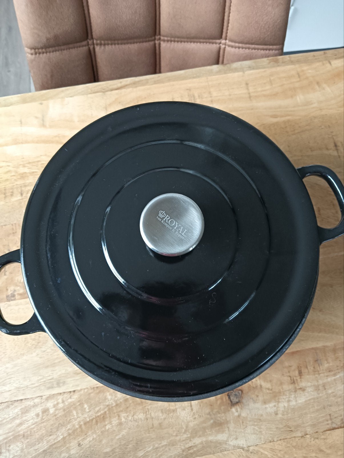 Zwarte gietijzeren braadpan met deksel Royal Kempen en verge, Ophalen, Gebruikt, Met deksel, Overige merken