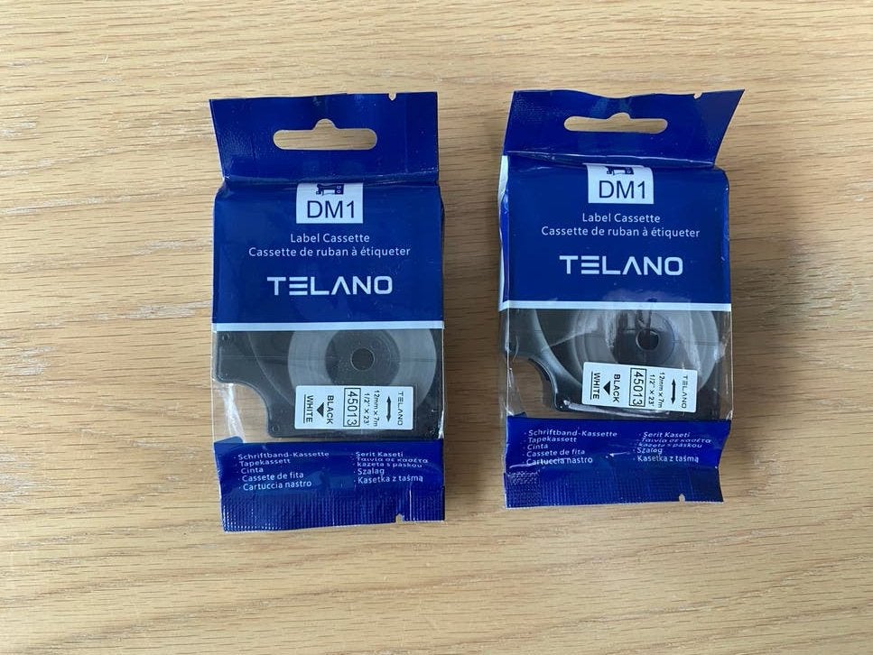 TELANO labelcassettes DM1 compatibel met Dymo LabelManager, Ophalen of Verzenden
