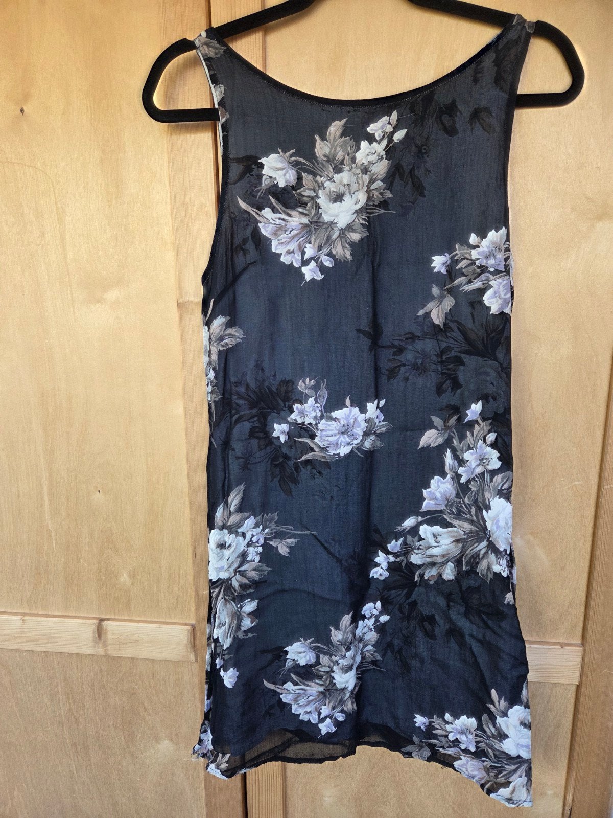Vintage Kushi Zwart Bloemen Jurkje Maat S, Zwart, Ophalen of Verzenden, Kushi, Maat 36 (S)