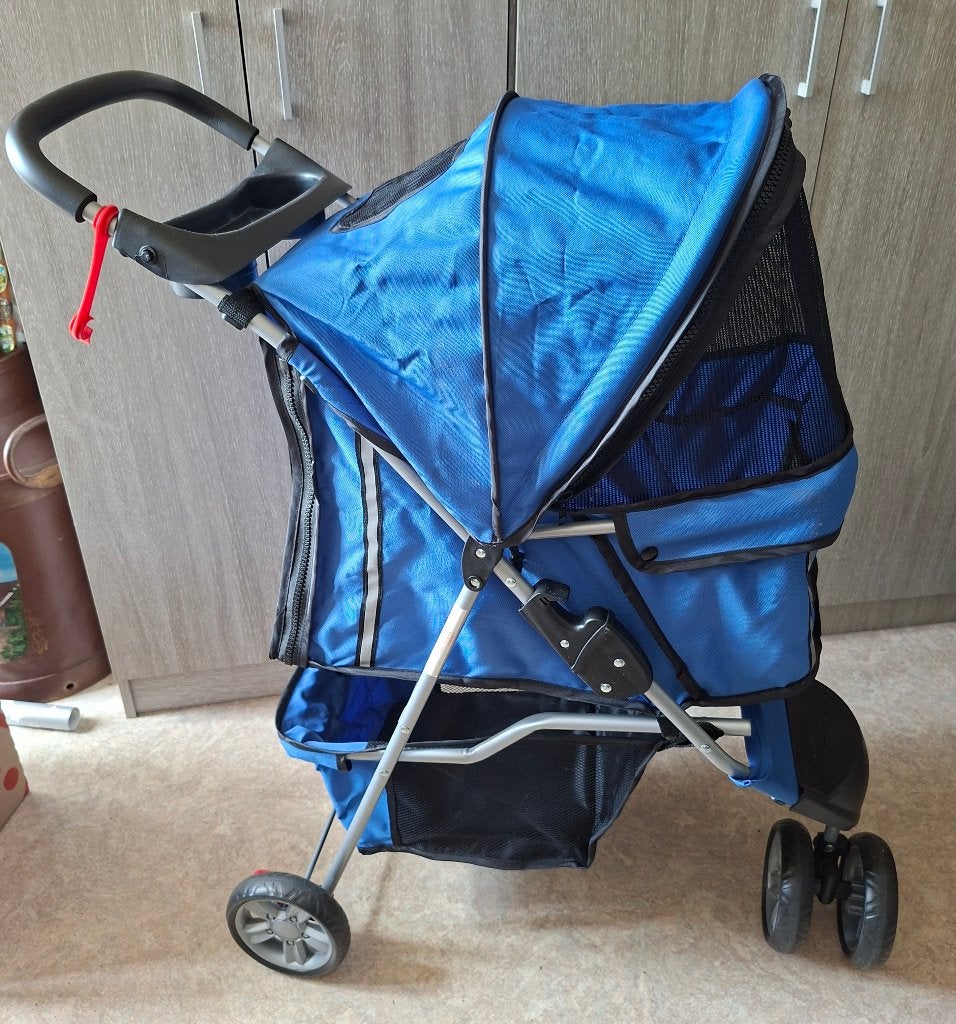 Honden buggy, blauw, z.g, Dieren en Toebehoren, Overige merken, Ophalen, Zo goed als nieuw, Hondenbuggy