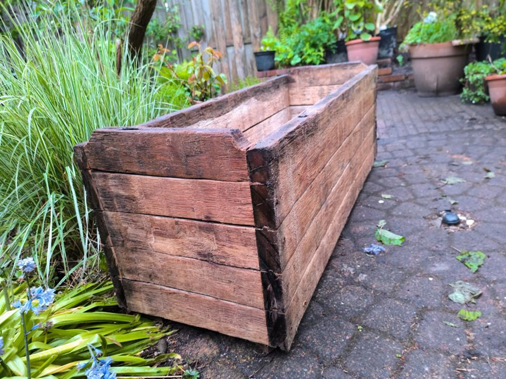 Hardhout plantenbak   azobe, steenschotten, 100 cm of meer, Nieuw, Ophalen of Verzenden, Rechthoekig