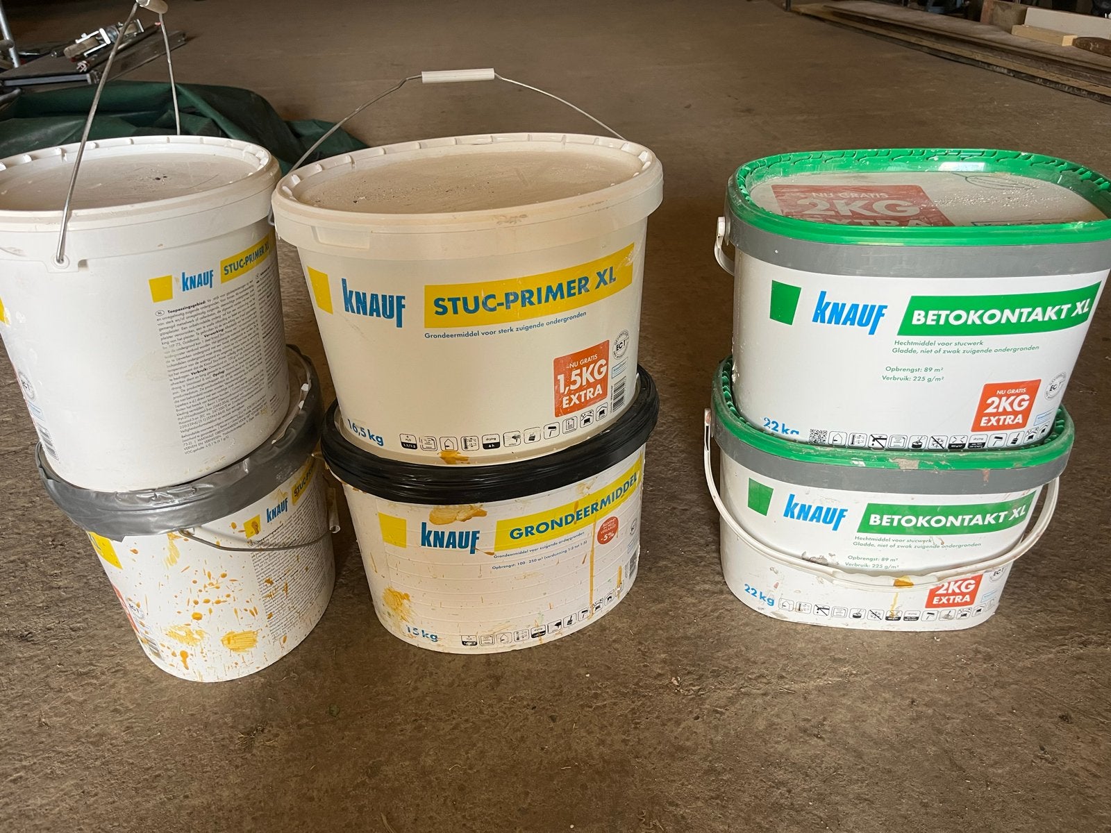 Knauf Stuc-Primer XL en Betokontakt XL - Grondverf, Ophalen, Gebruikt, Wit, Verf