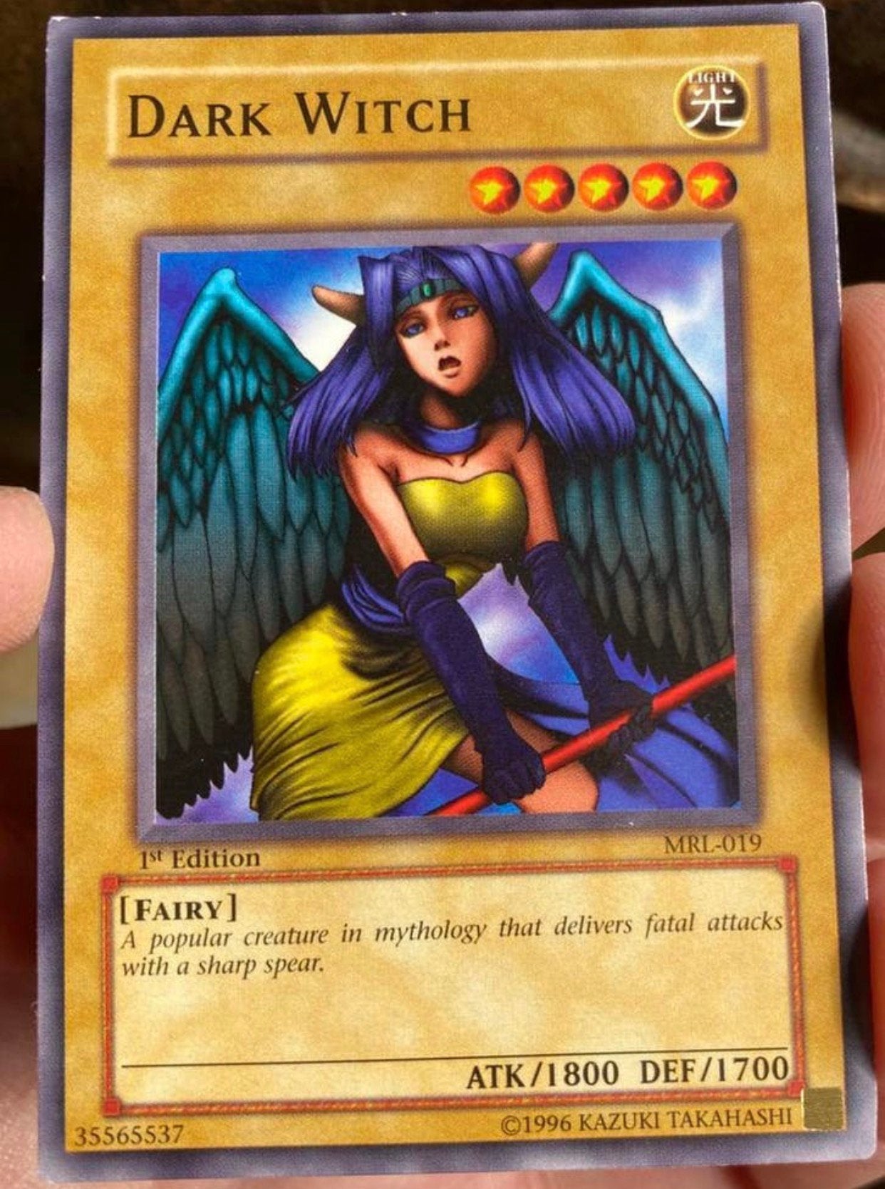 Yu-Gi-Oh! Dark Witch MRL 1st Edition Old US Print !, Ophalen of Verzenden, Gebruikt, Losse kaart