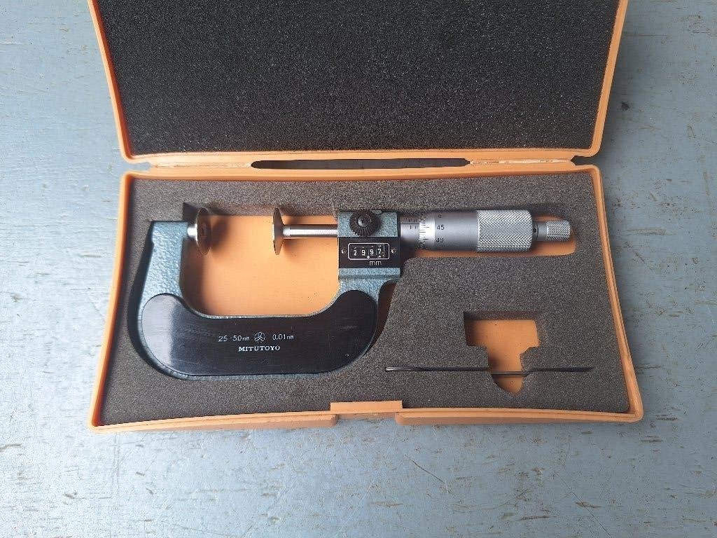 Mitutoyo 223-102 schotel micrometer 25-50mm, Ophalen of Verzenden, Gebruikt