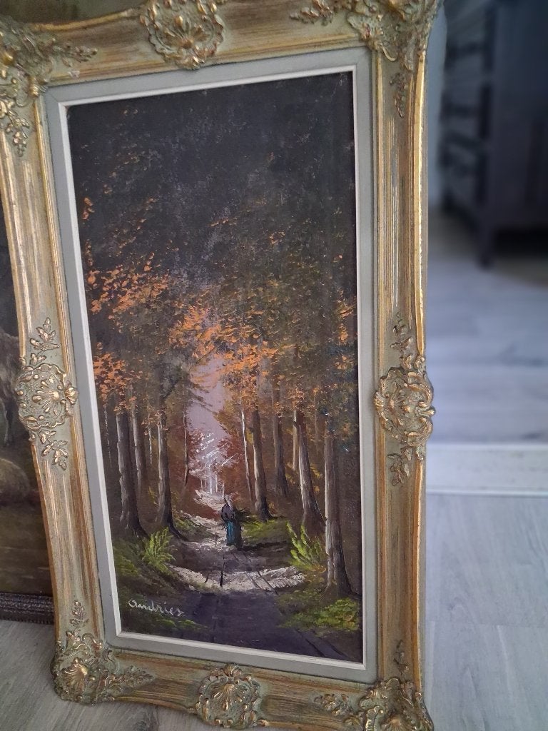 *Zéér mooi gesigneerd antiek schilderij met prachtige kader, Ophalen of Verzenden, Bijzondere lijst, Doek