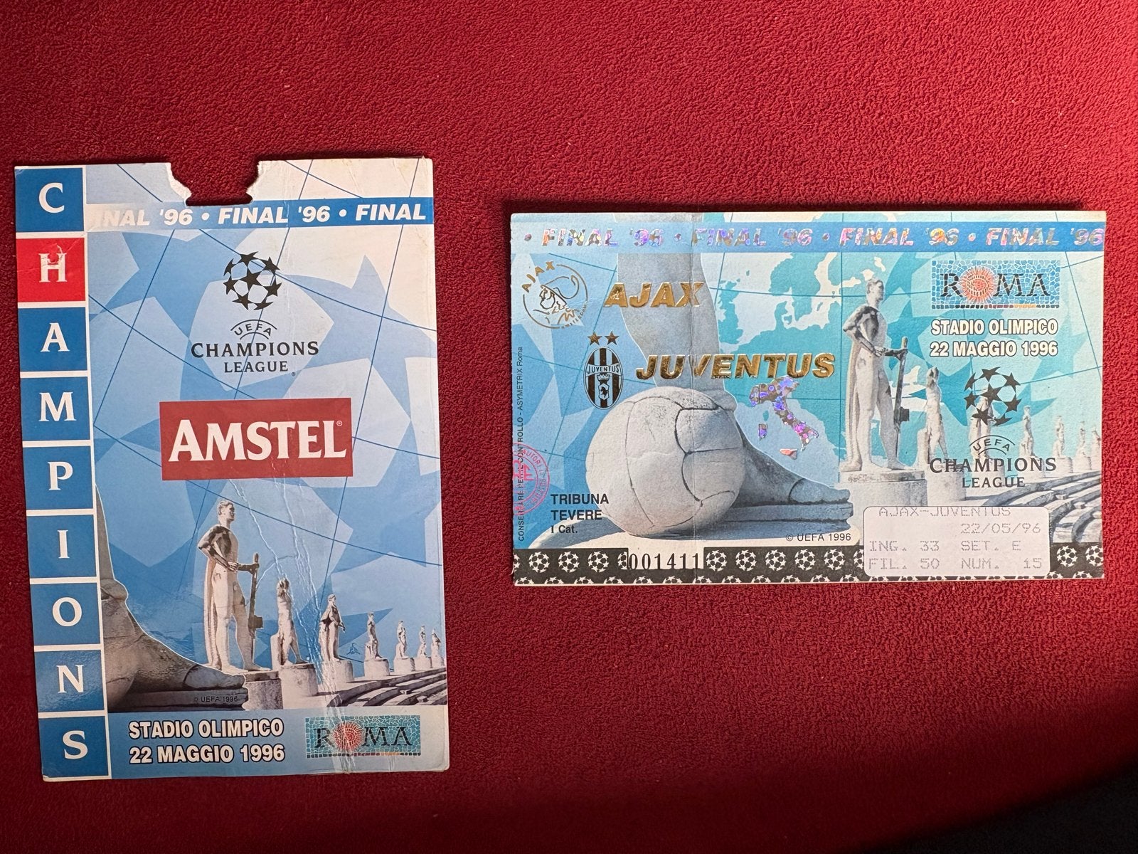 Originele Ajax-Juventus 1996 accreditatie + ticket, Tickets en Kaartjes, Sport | Overige, Eén persoon