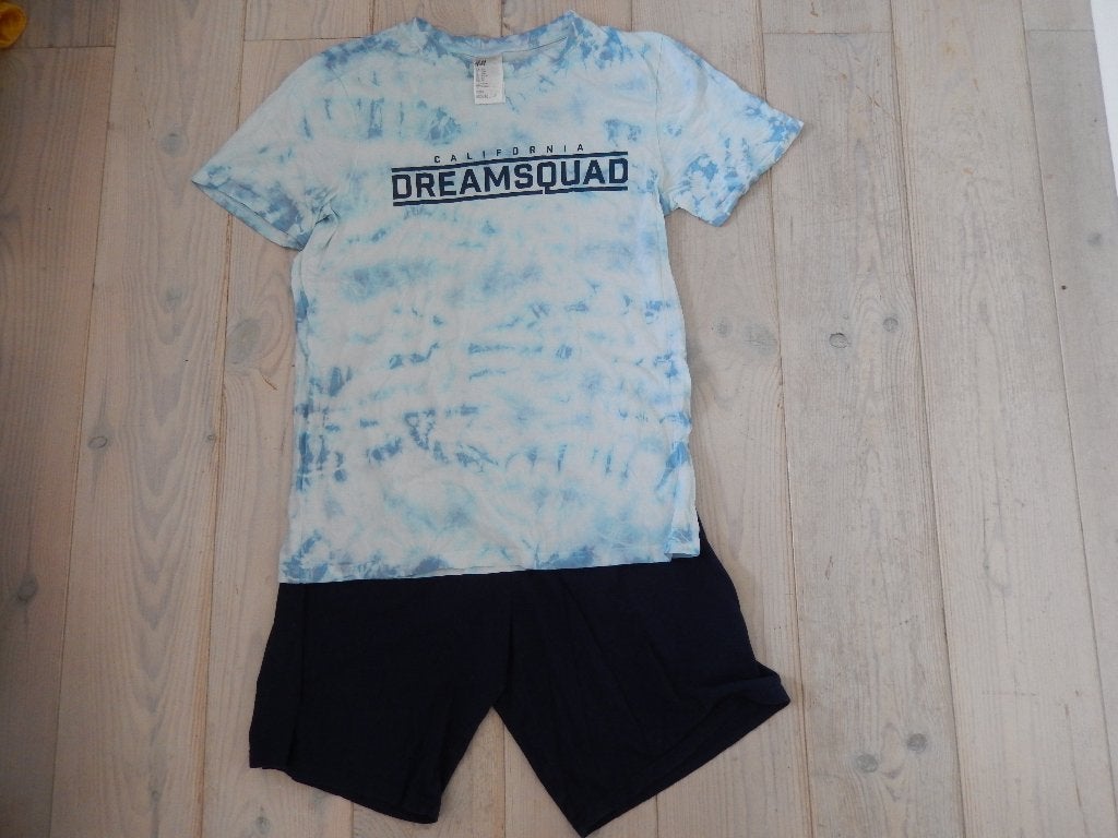 * H&M dreamsquad blauwe shortama pyjama maat 170 *, Nacht- of Onderkleding, Jongen of Meisje, H&M, Ophalen of Verzenden
