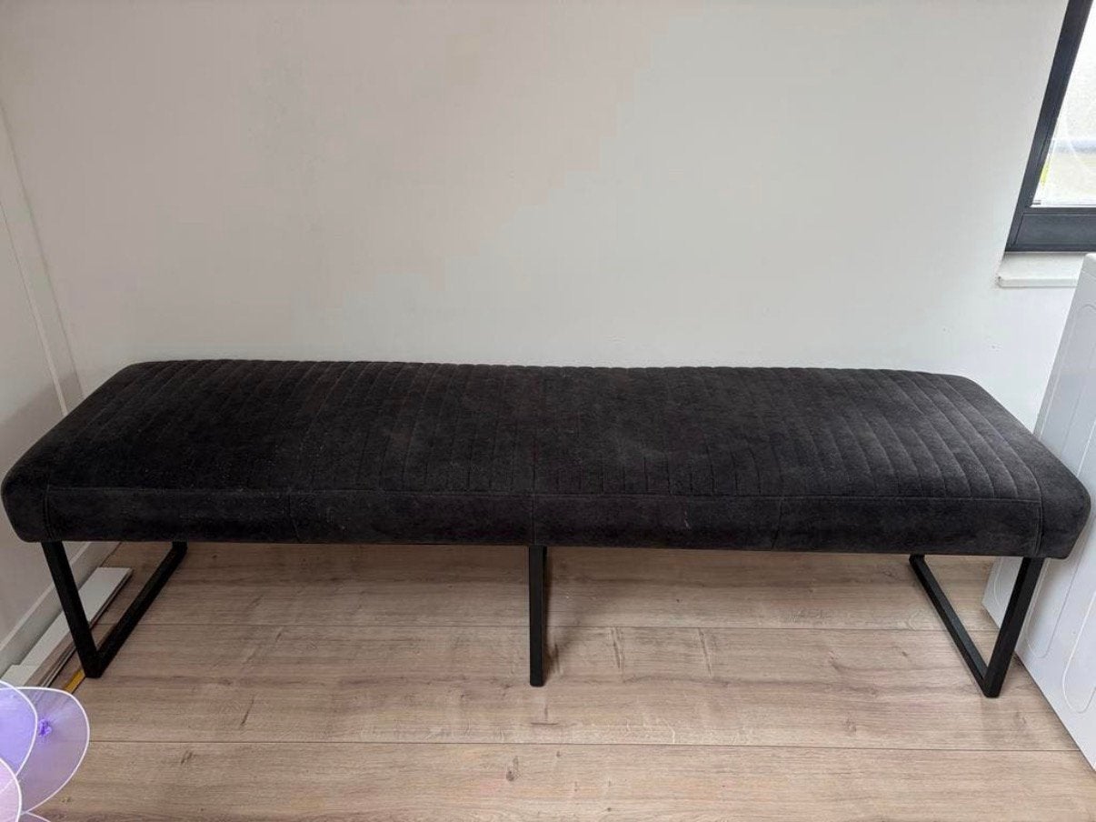 Tony Bench antraciet met meekleurend frame, Ophalen, Gebruikt, 125 cm of meer, Stof