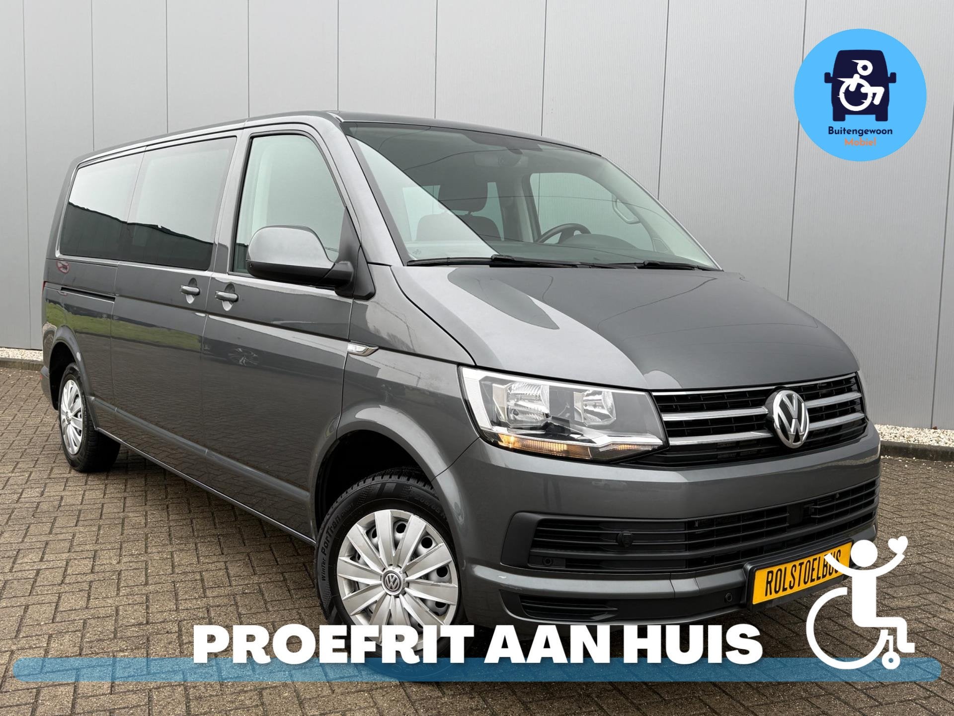 Volkswagen Transporter Multivan Rolstoelbus (2019) L2 Zelfri, 12 maanden, Stof, Gebruikt, Zwart