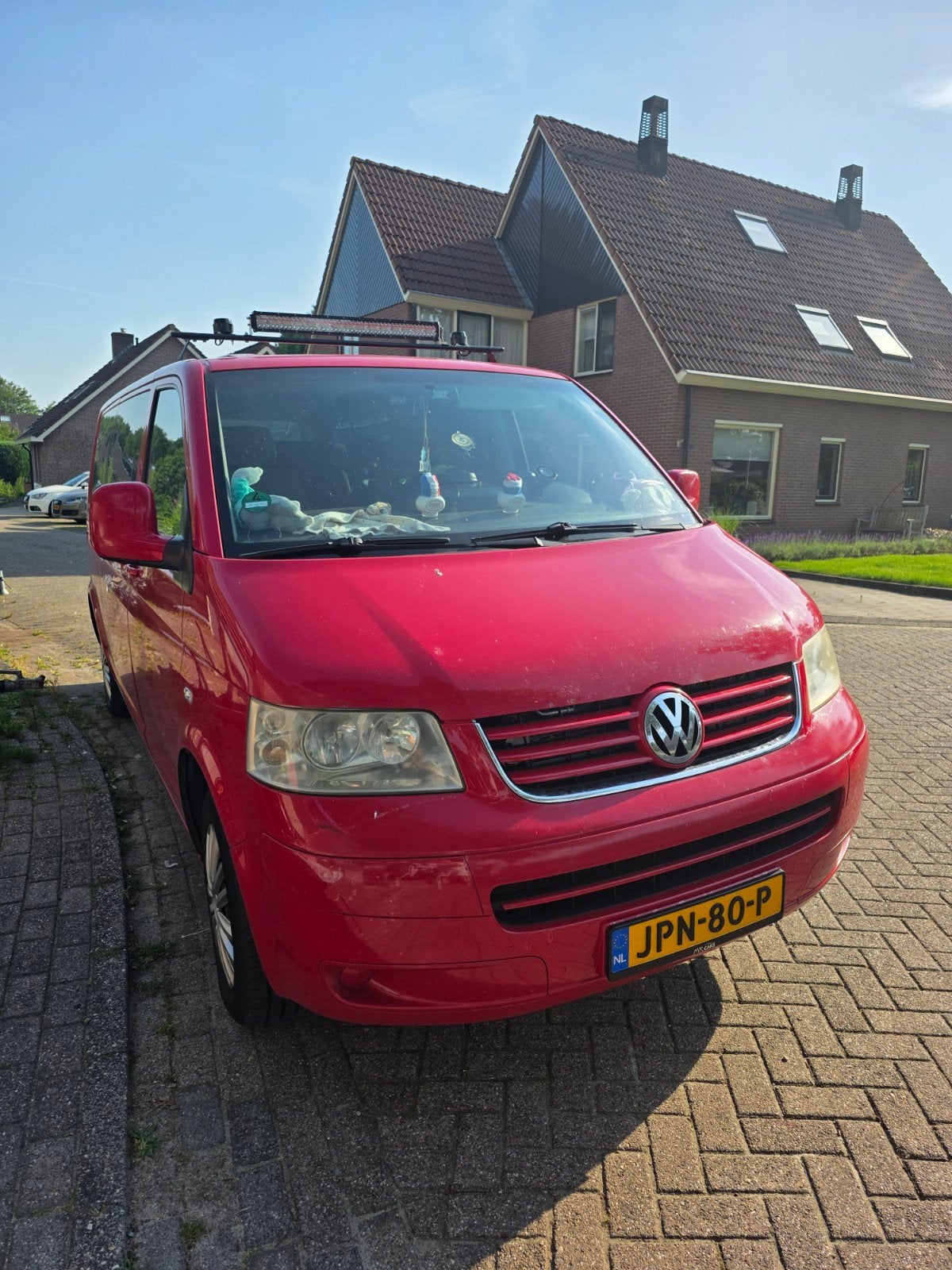 Volkswagen Transporter 2.5 Kombi TDI 96KW AUT 2007 Rood, Auto's, Stof, Overige carrosserieën, 2500 kg, Cruise Control