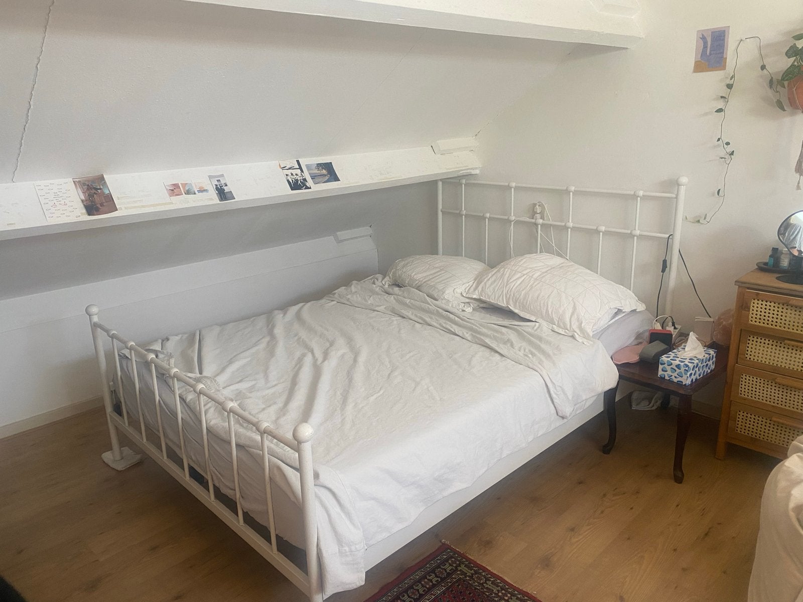GRATIS Tweepersoonsbed 160x200 met 2 lattenbodems, Huis en Inrichting, Slaapkamer | Bedden, Ophalen, Gebruikt, Wit, Tweepersoons
