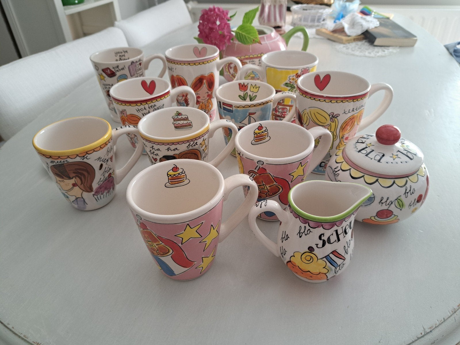 Blond Amsterdam servies: mokken, suikerpot, melkkannetje, Gebruikt, Keramiek, Blond Amsterdam, Mok