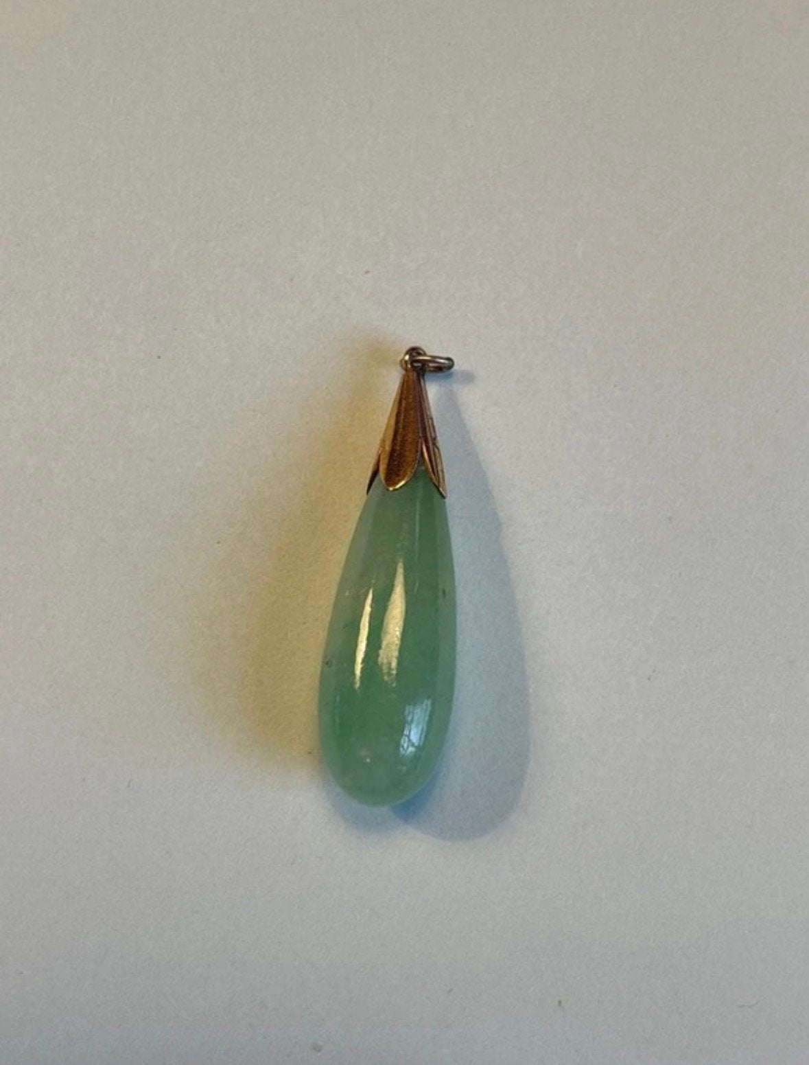 Vintage 9 karaat geelgouden hanger met jade, Verzenden, Zo goed als nieuw, Met edelsteen, Groen