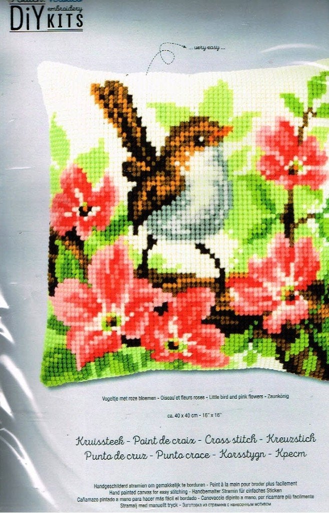 Cado vervaco borduurpakket kussen  VOGEL tussen BLOEMEN, Ophalen of Verzenden, Nieuw, Handborduren, Borduurpakket