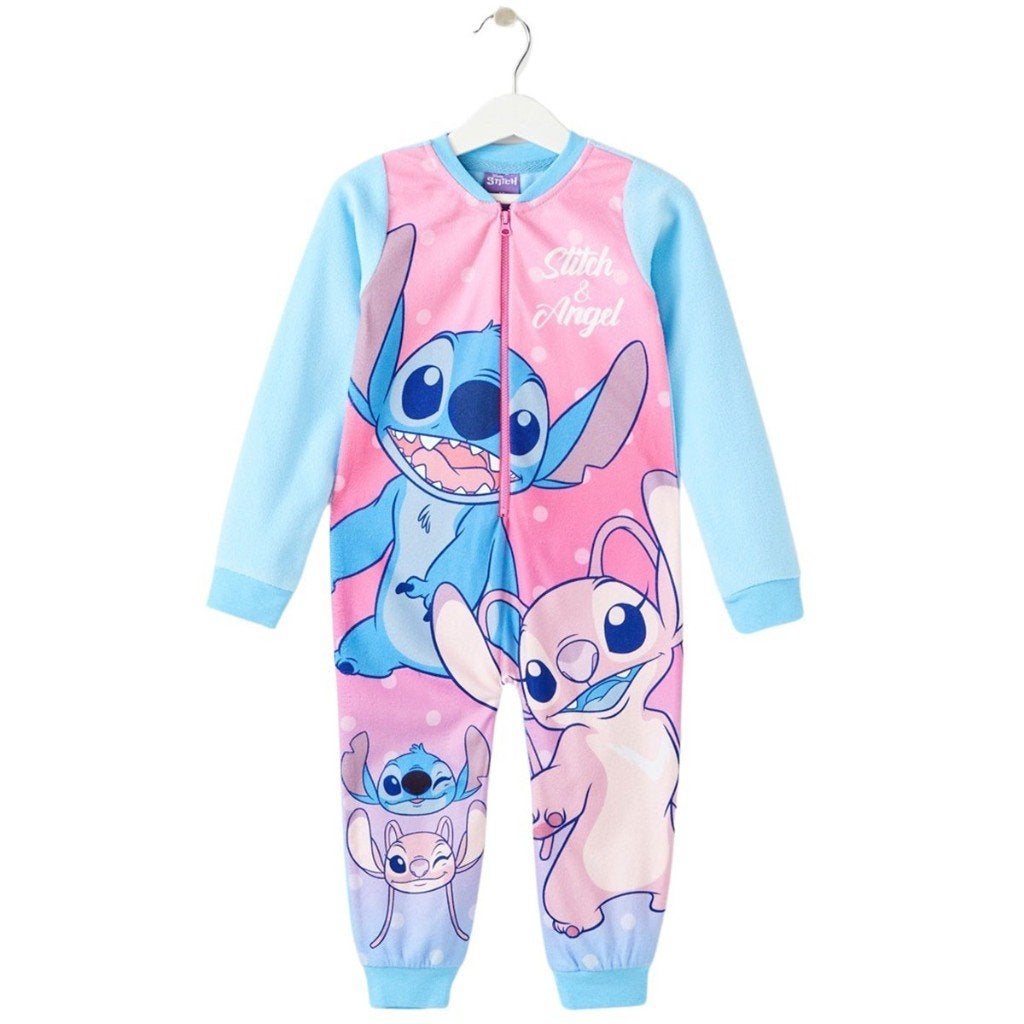 Stitch en Angel onesie/huispak fleece maat 104, Disney, Nacht- of Onderkleding, Jongen of Meisje, Nieuw