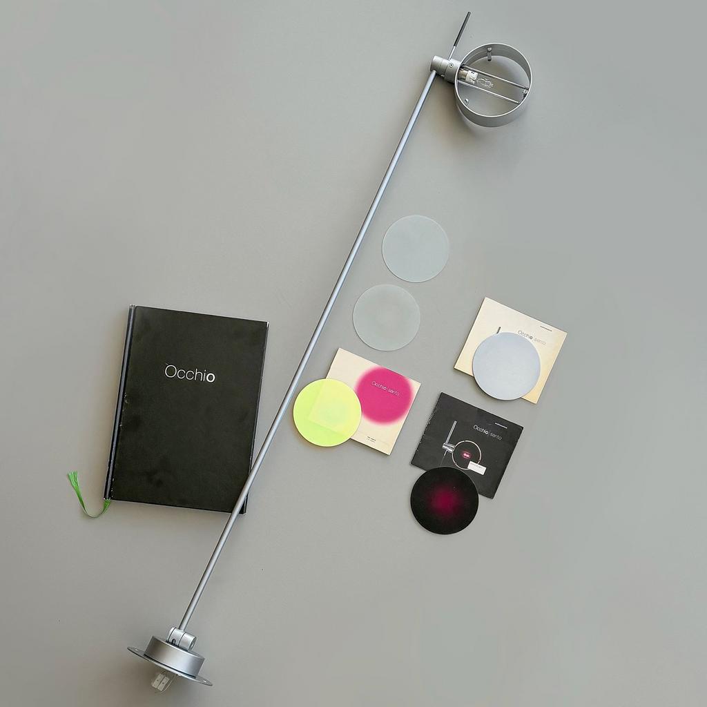 Plafondlamp Occhio Sento “mat chroom” 105cm met kleurfilters, Ophalen of Verzenden, Gebruikt, Metaal, Design