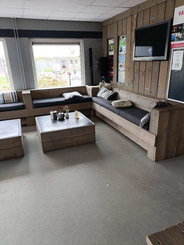 steigerplanken tuintafel laag model, Ophalen, Gebruikt, Rechthoekig, Hout